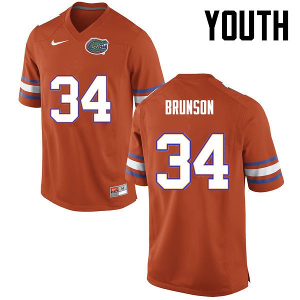 Florida Gators Youth #34 Lacedrick Brunson College Football Orange